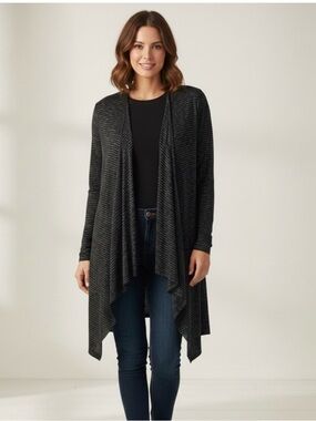 KNOX ROSE Waterfall Cardigan L Black